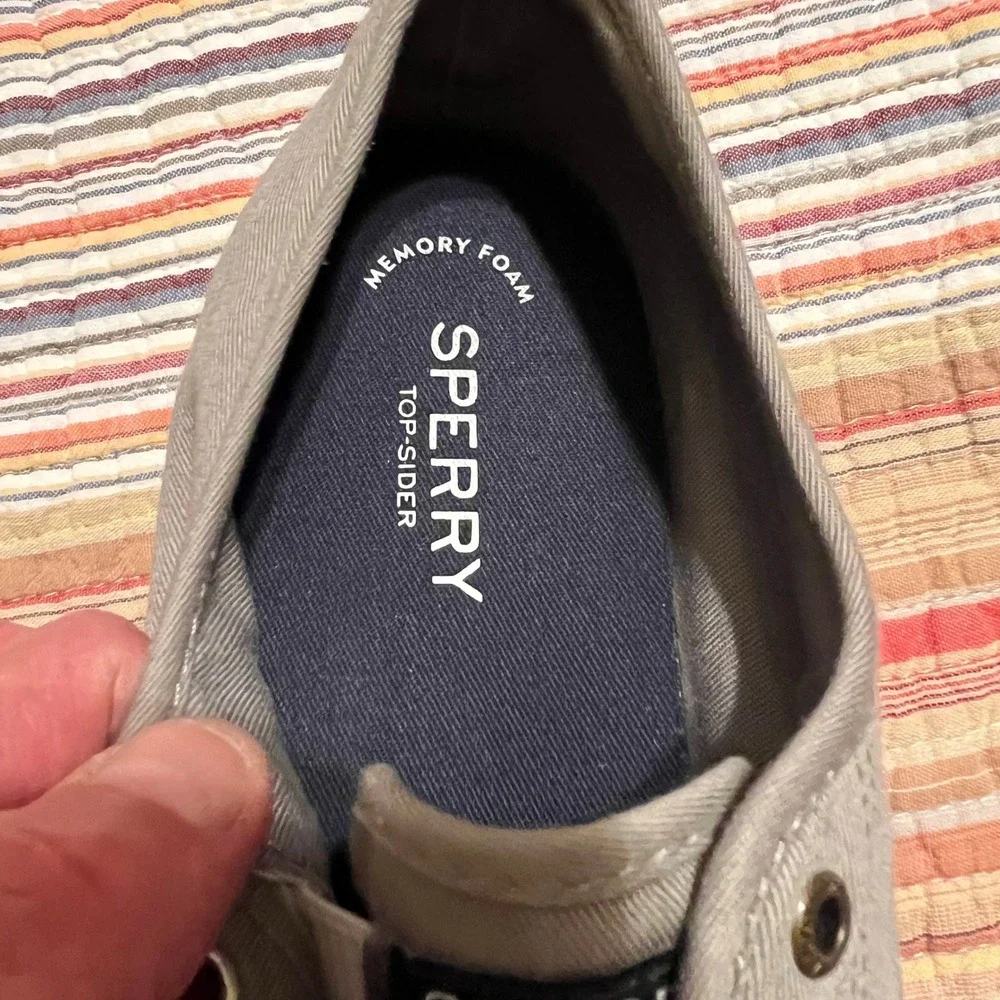 Sperry Top Sider Women's‎ Grey Canvas Memory Foam Boat Shoes Sneakers Size 8.5
